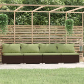 4-Seater Sofa with Cushions Grey Poly Rattan